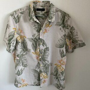 AllSaints Casual Button-Down Shirt Short Sleeves Linen Blend Size X-large Men